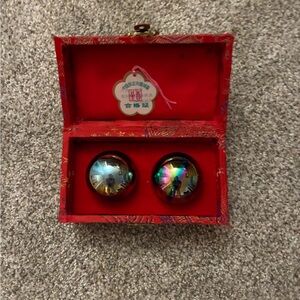 Decorative Red Box with Colorful Baoding Balls